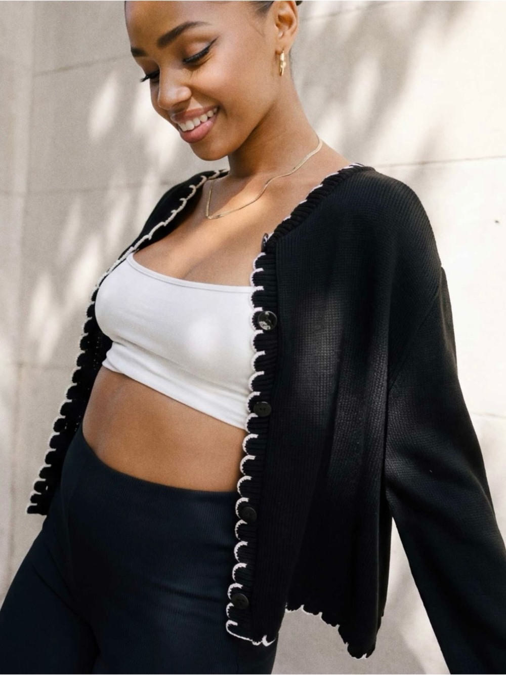 ASOS Black Cardigan with White Trim